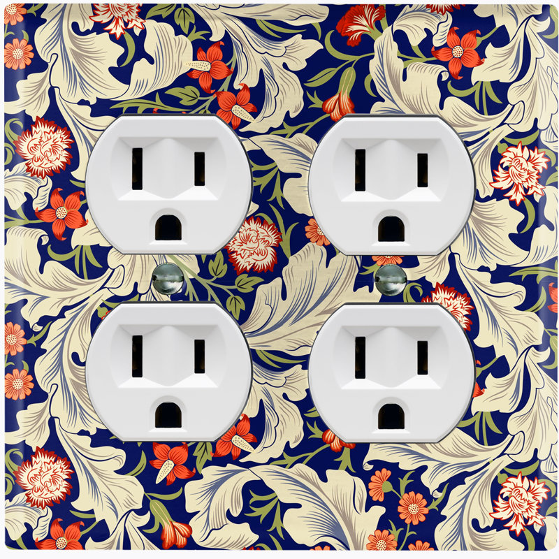 Copper Rust Patina Teal Print 2 - Gang Duplex Outlet Standard Wall Plate