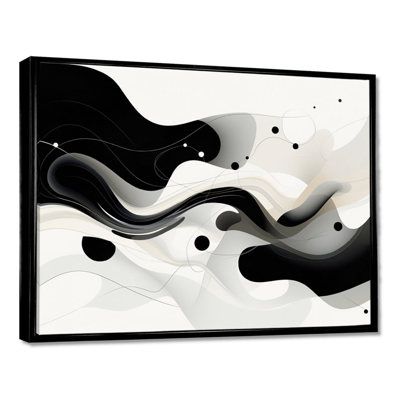 Monochromes évocations - vagues, art mural, Cadre flottant noir, H 12 po x l 20 po
