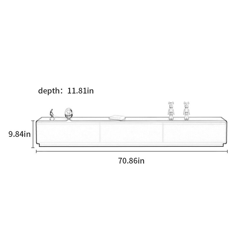Meuble télé haut de gamme italien, 9.84" H x 70.86" W x 11.81" D