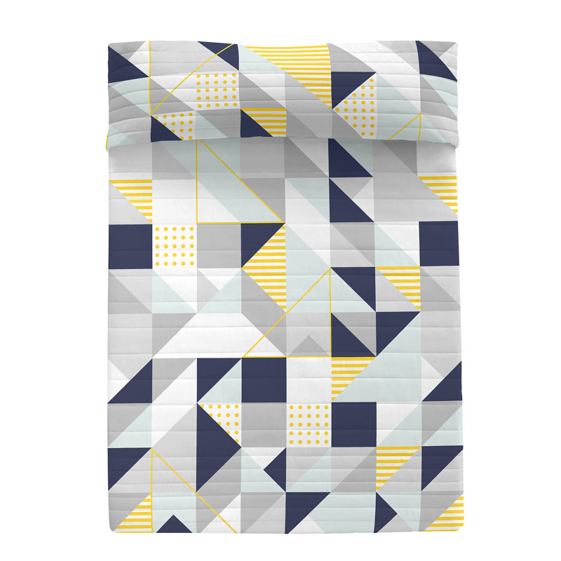 Chavanon Cotton Geometric Shapes Bedspread, 260 x 260 cm Bedspread