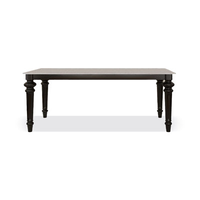 Black American-style retro dining table with a sintered stone tabletop and solid wood frame, in rectangular shape