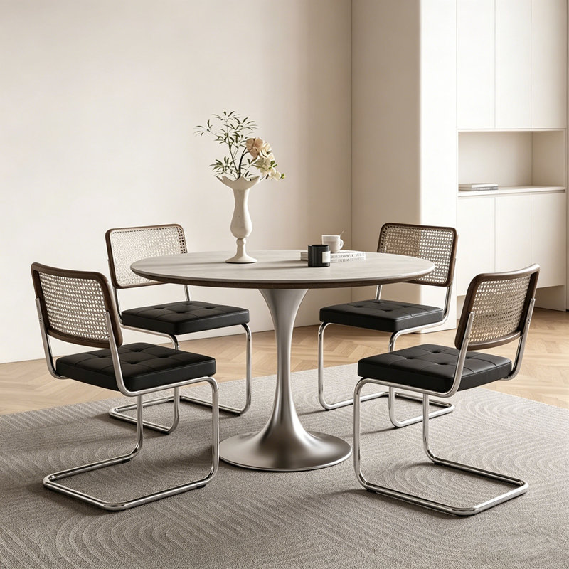 Table de salle à manger Mid-Century, Table, 6 chaises, H 29,5 po x l 39,4 po x P 39,4 po