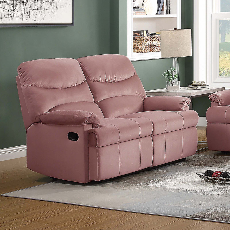 Manual Reclining Loveseat, Pink