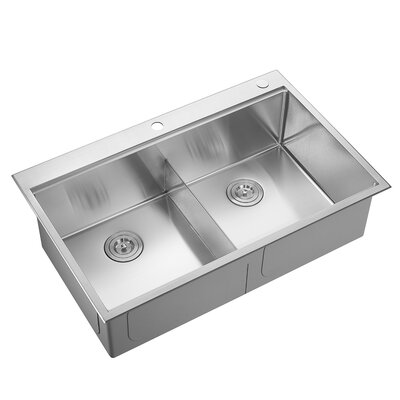 36 in. Double Bowl Drop-in or Undermount Workstation Kitchen Sink with Thin Divider -  Serene Valley, DDWG3622R