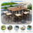10-Piece Outdoor Dining Table Sets Included 2 Foldable Tables And Eight Stools With Cushions