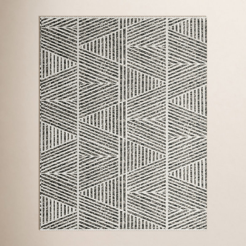 Silva Geometric and Striped Indoor / Outdoor Area Rug, Rectangle 7'10" x 10'