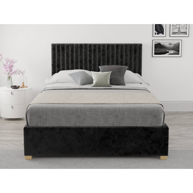 Chevy Upholstered Ottoman Storage Bed, Black, Single (3')