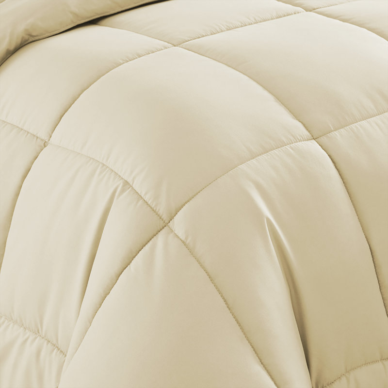  Luxury Alternative Comforter and Sheet Set, Cream, Queen Comforter + 6 Additional Pieces