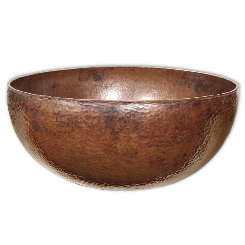 Tempered Copper Metal Circular Vessel Bathroom Sink