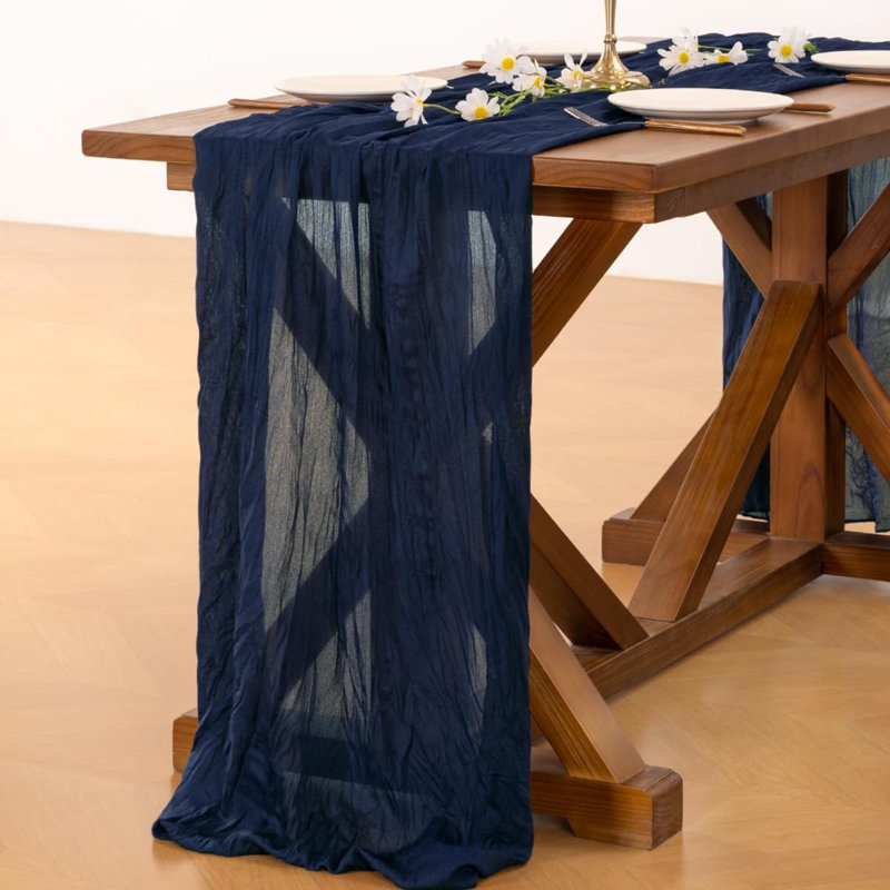 Chemin de table en étamine Cheesecloth, L 35 po x l 120 po, Marine