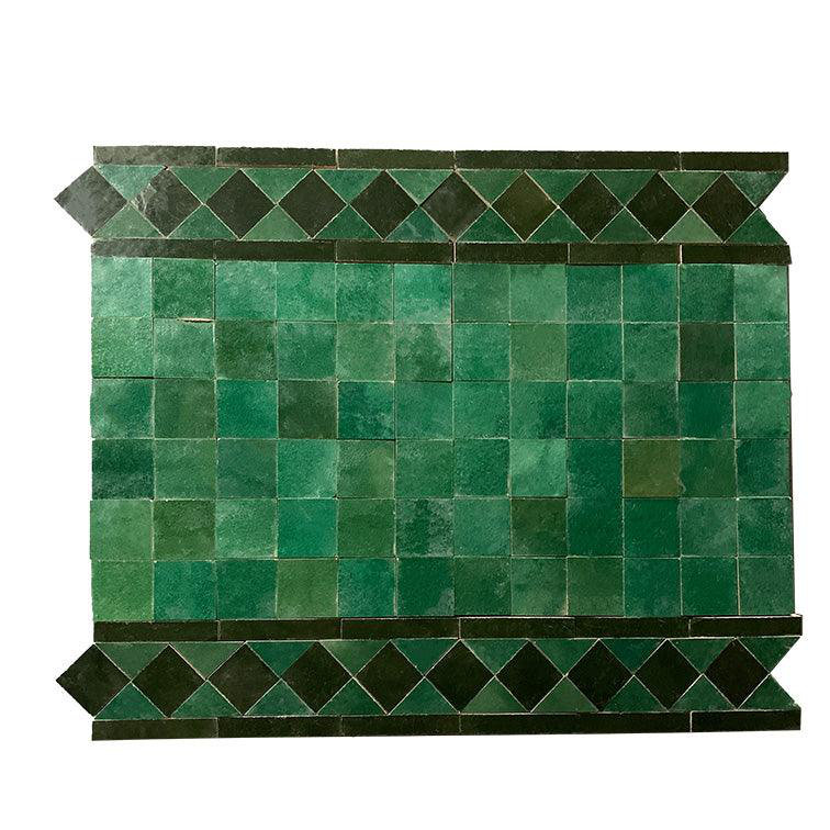 Dama 3.75" x 12" Clay Linear Mosaic Wall & Floor Tile, Dark Green