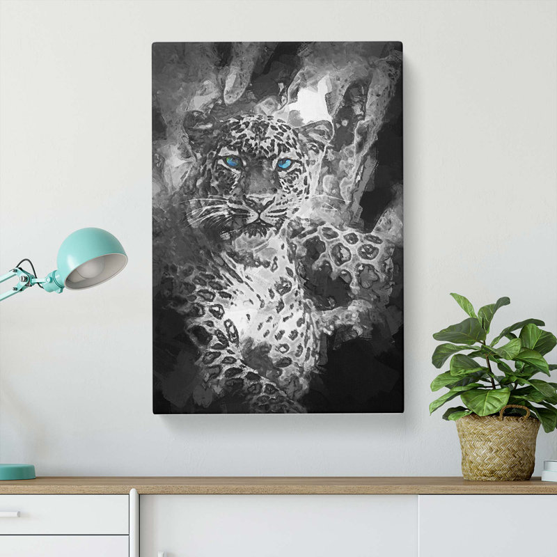 Bright Eyed Leopard in Abstract - Wrapped Canvas, 50cm H x 35cm W x 3cm D