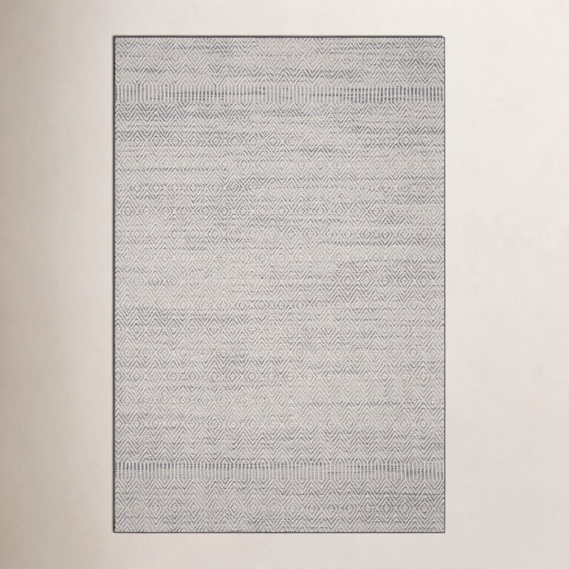 Mereworth Cole Geometric Gray/White Indoor / Outdoor Area Rug, Rectangle 4' x 5'9"