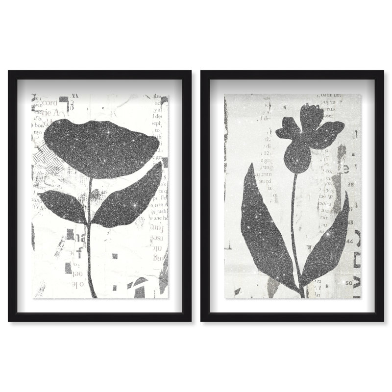 Single Flowers Set Set by Oliver Gal, 51"H x 35"W, Black Shadowbox