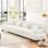 4 Canapé modulaire en chenille blanc: canapé confortable pour un appartement. Revêtement doux. Conception exquise rembourrée. Rembourrage intérieur. Combinaisons flexibles. Accoudoirs avec soutien supplémentaire. Coussins décoratifs
