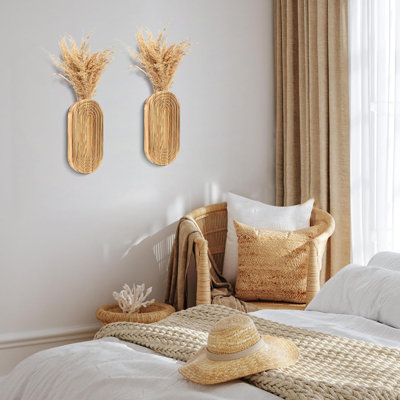 2PCS Wood Wall Planter For Indoor Plants, Wooden Hanging Planter For Dried Flowers And Artificial Greenery Plants,Wood Pocket Vase