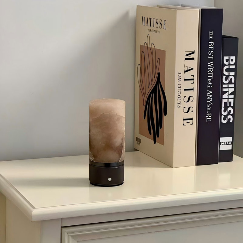 Lampe de table moderne moderne rechargeable en albâtre avec DEL intégrée, Blanc uni