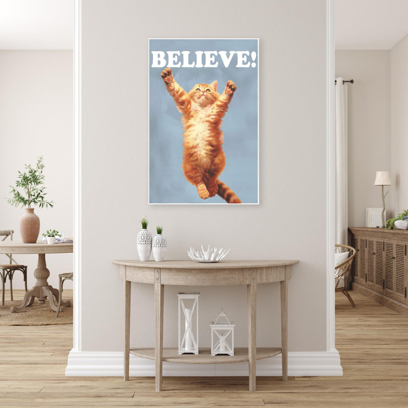 Cat Believe - 1 pièce, impression sur toile tendue, L 24 po x H 36 po