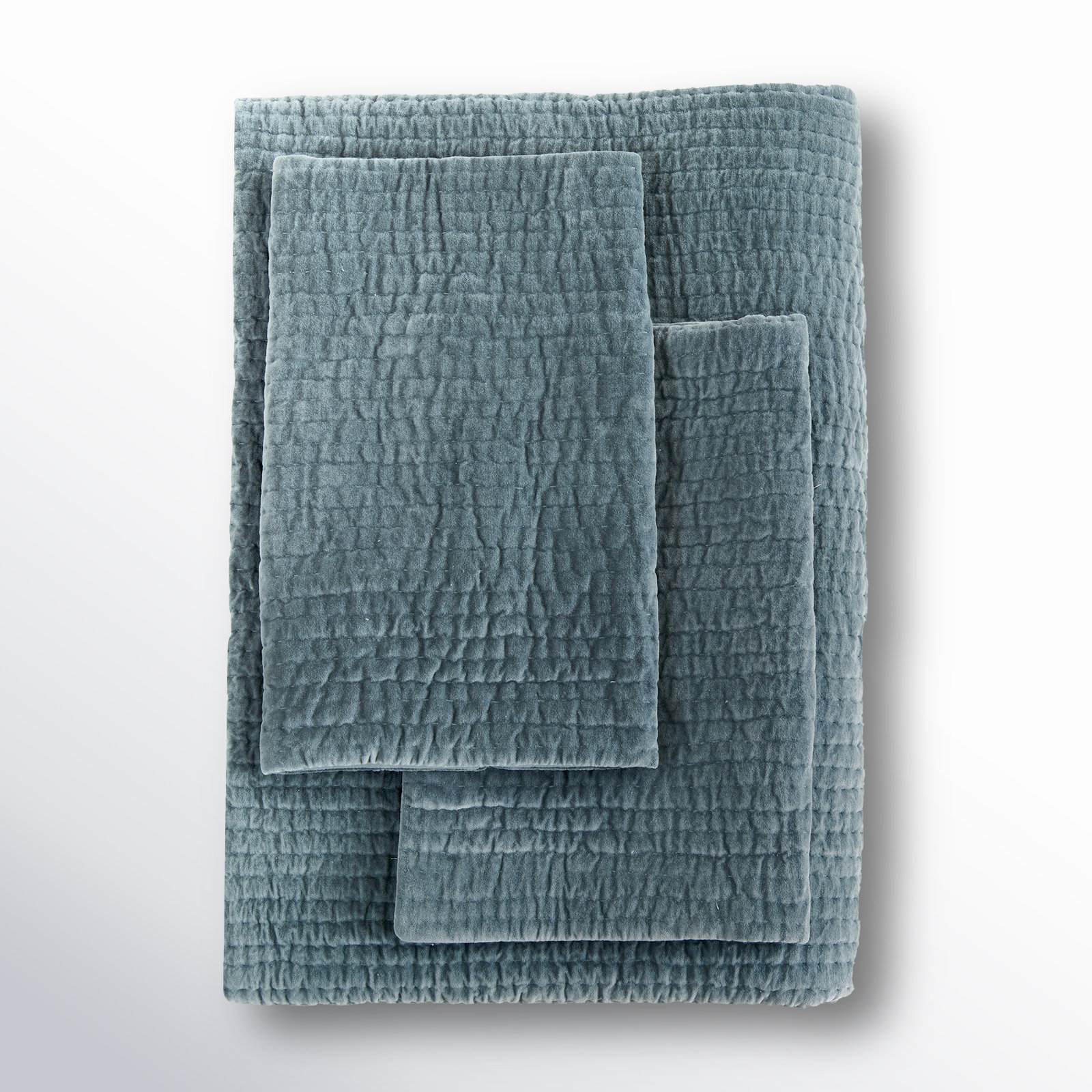 Chambord Cotton Quilt Set, King Quilt + 2 King Shams, Teal
