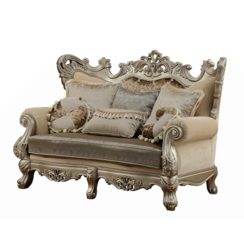 Causeuse ACME avec 7 coussins en tissu et champagne ACME