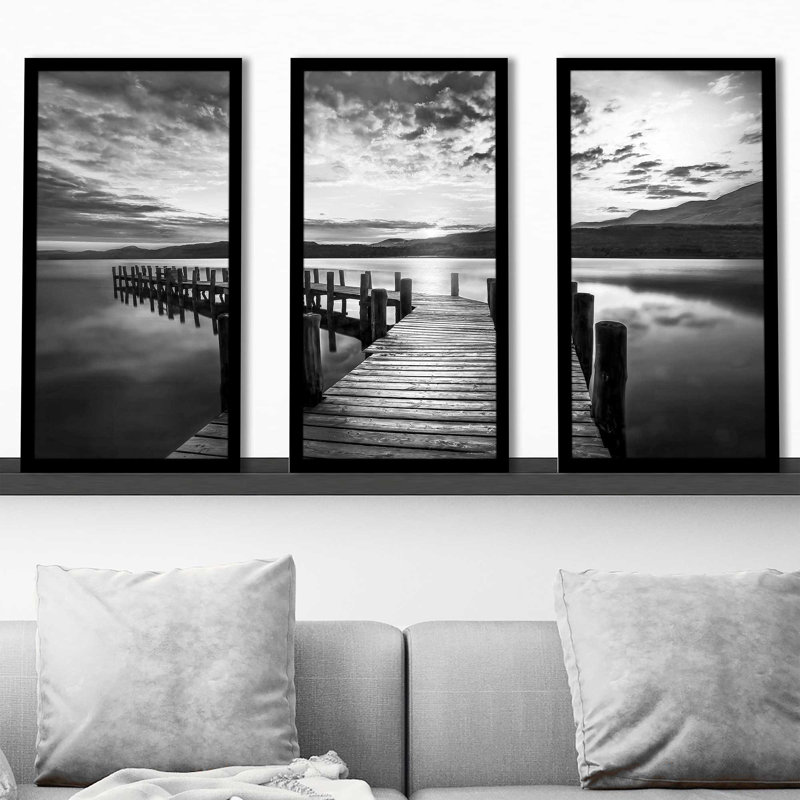 «Evening Dock» par Mike Calascibetta - Photographie de cadre 3 pièces, L 40,5 po x H 25,5 po x P 1 po