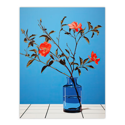 Wall Art Print Elegant Simplicity Flowers Blue Vase Living Room