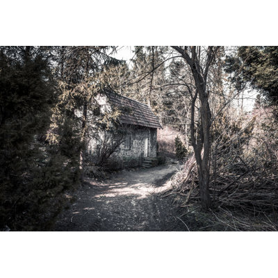 Abandoned Cottage On Forest Path by Coldsnowstorm - Wrapped Canvas Print