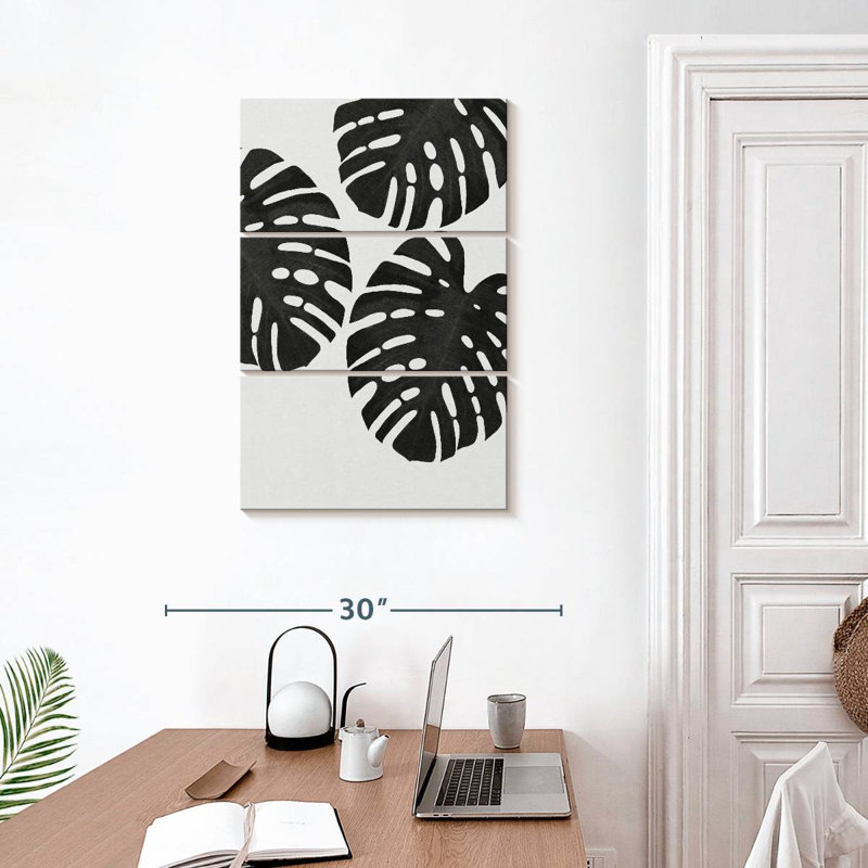 Feuille Harnek Monstera III BW, H 32 po x l 20 po