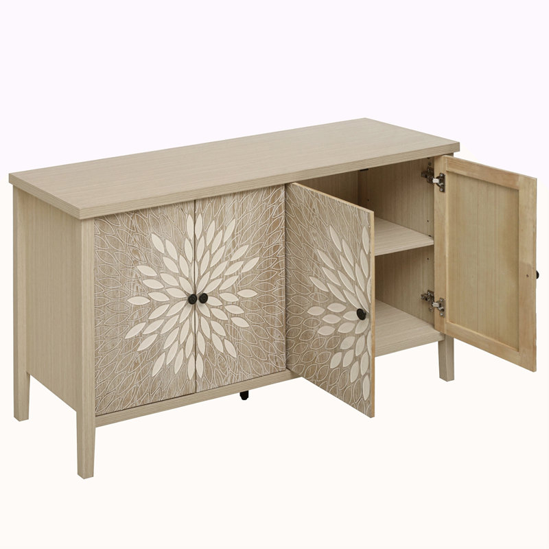 Buffet buffet, armoire de rangement avec rangement, armoire de rangement moderne avec 4 portes et tablettes réglables pour le salon, la salle à manger, la cuisine et le vestibule