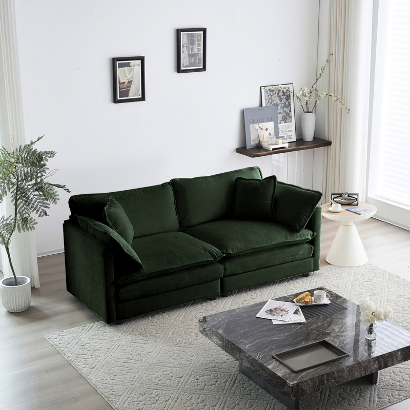 Canapé pour salon - chenille 2 avec 4 coussins, construction, support en bois massif en tissu 2, rembourrage en éponge, siège relaxant