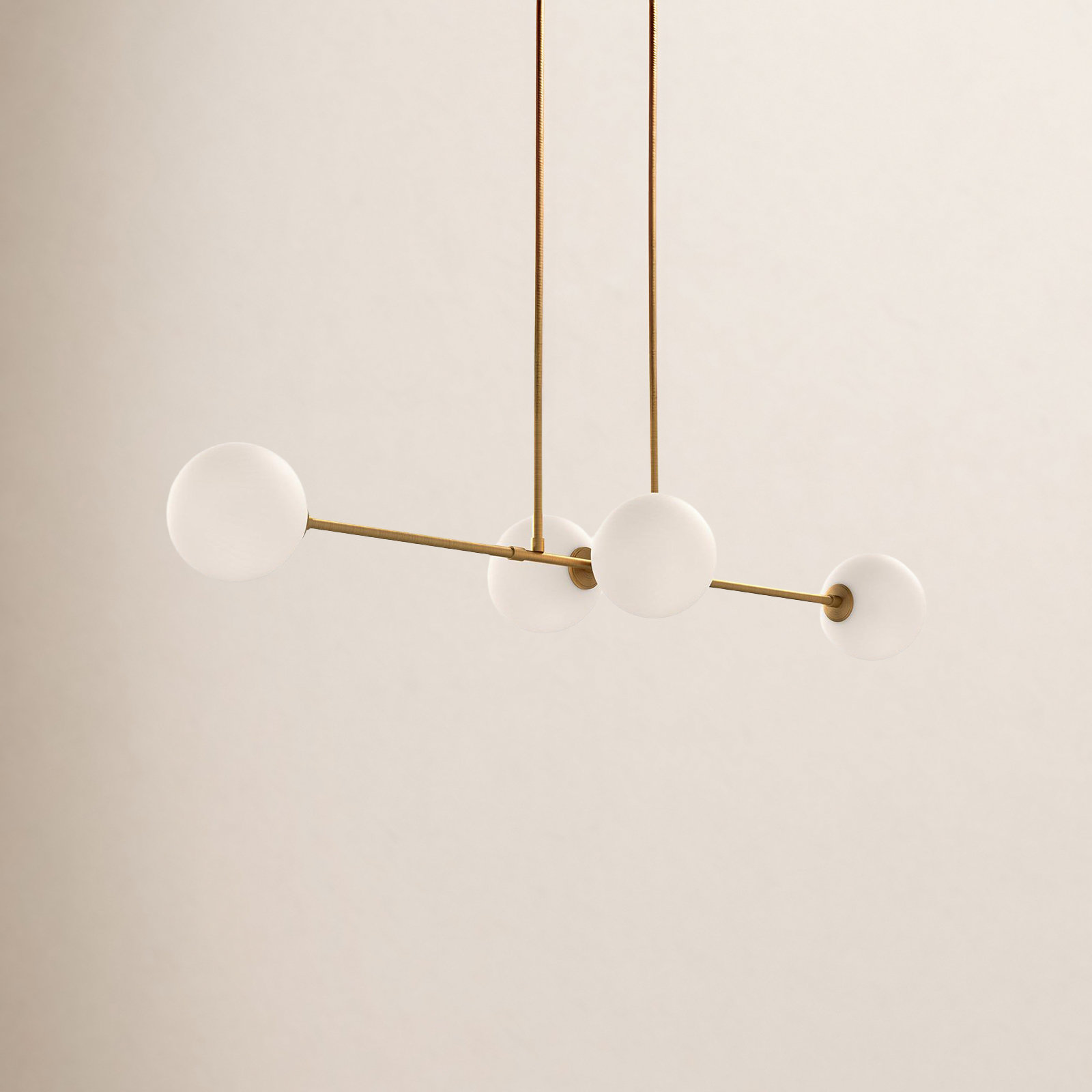 Luanda 4 Light Glass Steel Pendant, Aged Gold