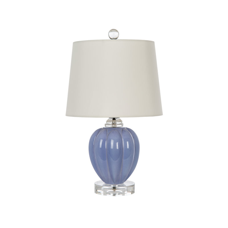 Lavender Ceramic Table Lamp with Cream Cotton Shade