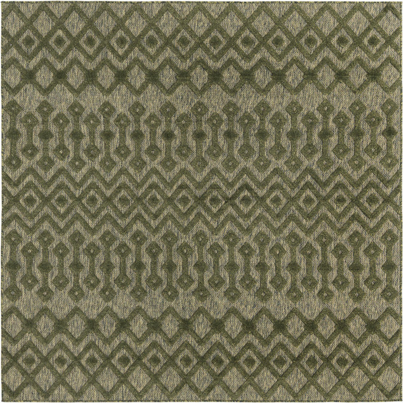 Grise Geometric Indoor / Outdoor Rug, Square 7'10"