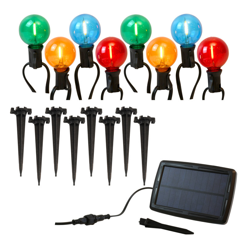 Éclairage de sentier à énergie solaire avec 8 ampoules sphériques multicolores