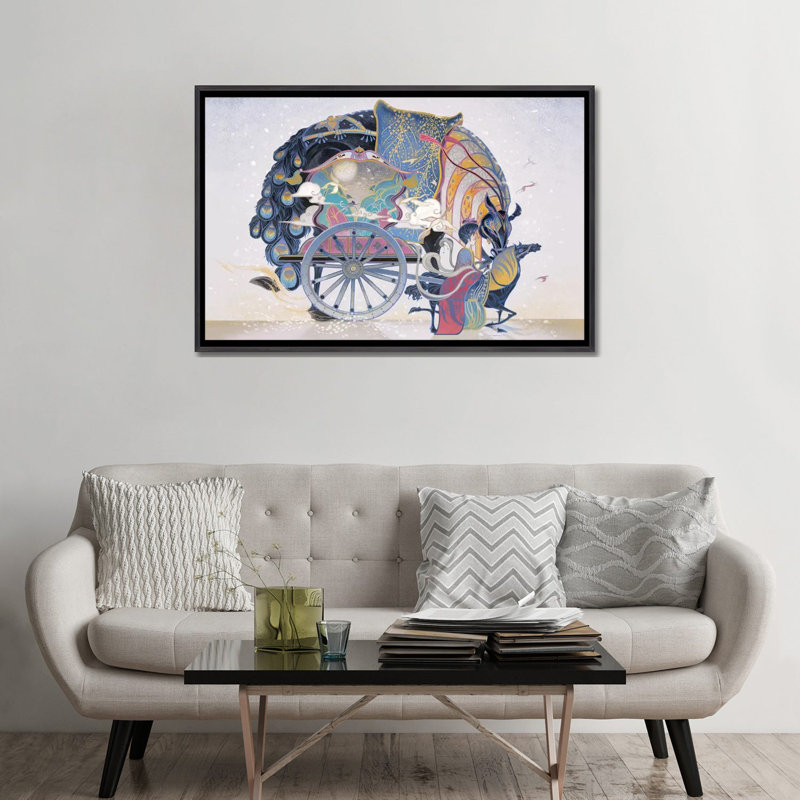 «She Has a Secret» par Sija Hong - reproduction d'art, Encadrement noir décoloré, Pas de tapis, H 32 po x l 48 po x 1,5 po