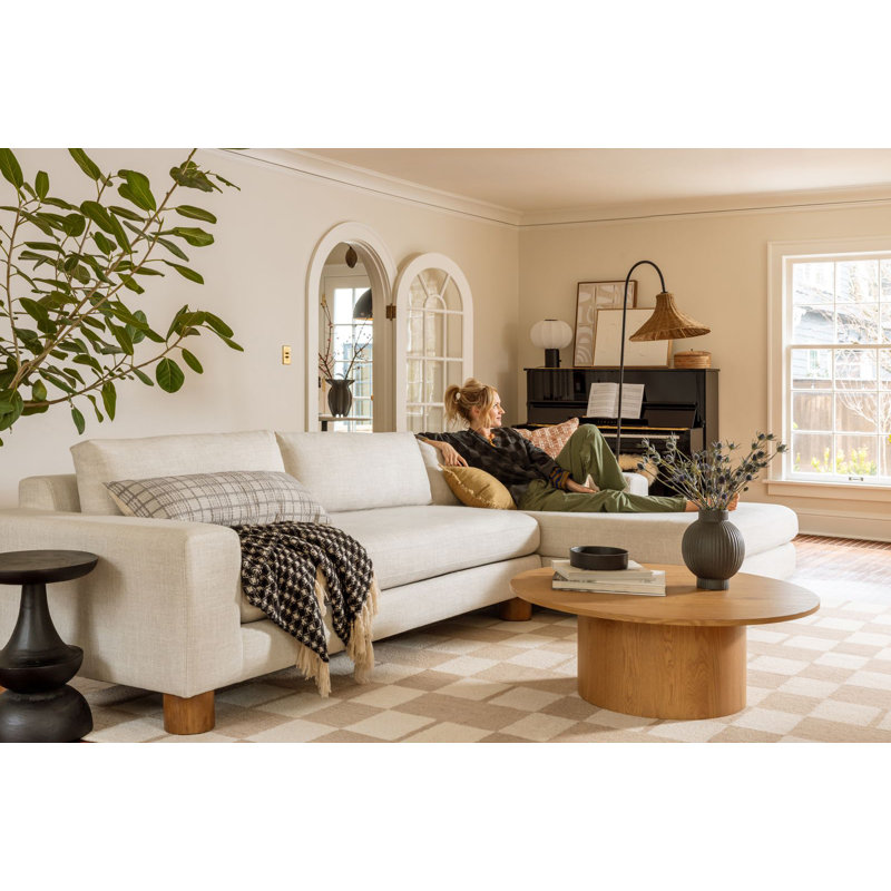 Milo 135" 2-Piece Sectional, Pearl , Right Hand Facing