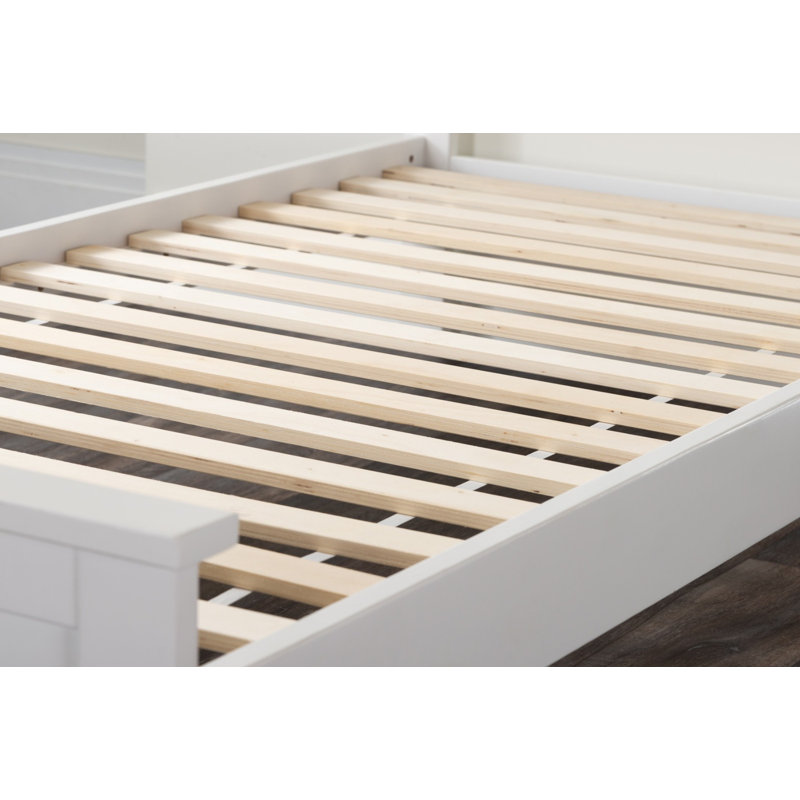 Codman Solid Wood Painted Bed Frame - Modern Farmhouse Style, Single (3'), White