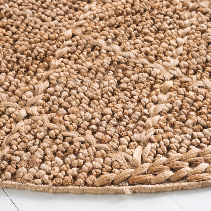 Tapis de couleur unie en jute / coton / laine Kieisha, Rond 6 pi