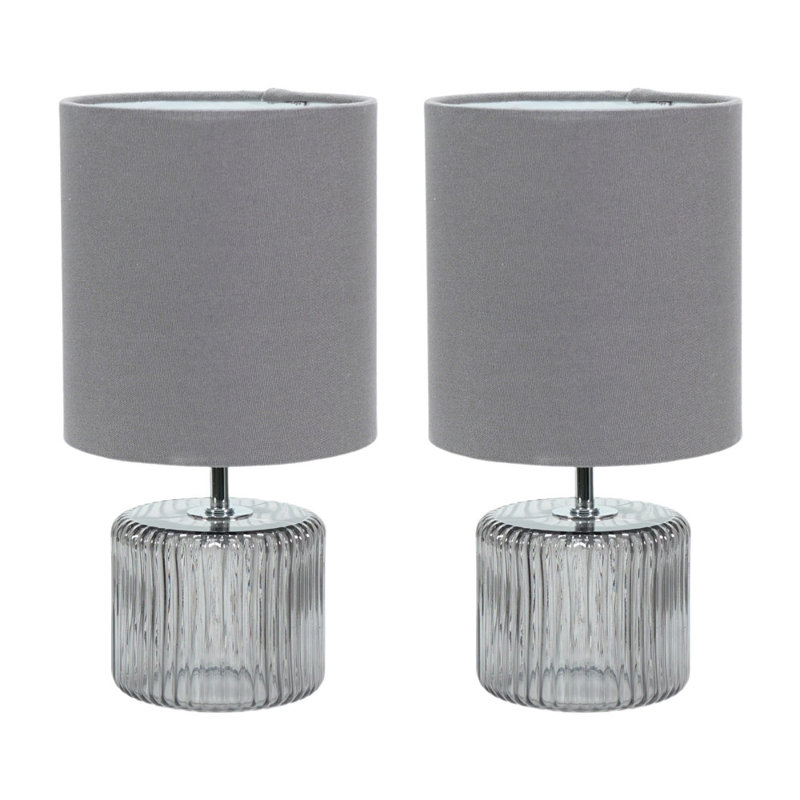 Rokiatou Glass Table Lamp, Grey Smoke Base/Grey Shade