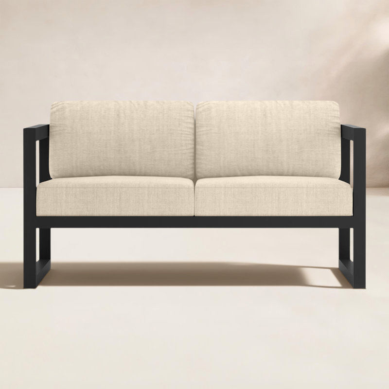 Avion Outdoor 2 - Seat Loveseat, Canvas Charcoal Sunbrella® Canvas, Black