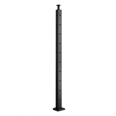 Cable Railing Post, 2x2 Inch Level Deck Stair Posts, 1-Pack Stainless Steel Cable Handrail Post, Pre-Drilled Pickets with Mounting Bracket Stair Railing Kit