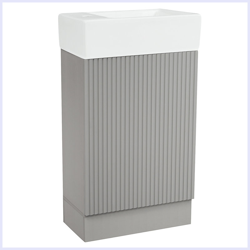 Meuble-lavabo moderne avec tablette à deux niveaux, Gris