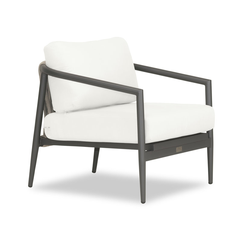 Delaine Powder Coated Aluminum Outdoor Lounge Chair , Sunbrella® Cushions Included, Slate, Canvas Natural Sunbrella® Canvas