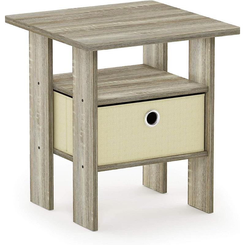 Gigi Nightstand With Bin Drawer, Ivory/Sonoma Oak, Individual