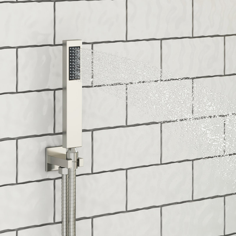 Brushed Nickel Rainfall Dual Shower Head System with Digital Display
