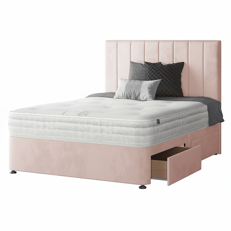 Hedley Divan Bed Base, 4 Drawers, Pink, Small Double (4')