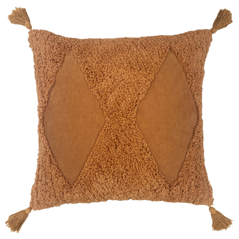 Geometric Square Cushion, Brown
