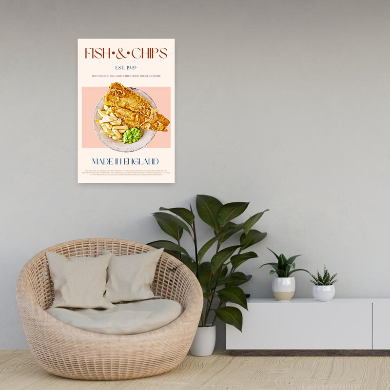 British Fish and Chips 1 Piece Wrapped Canvas Wall Art, 60.96 cm H x 40.64 cm W