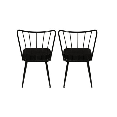 Ensemble de chaises en velours moderne noir industriel, 16,9 po x 32,3 po x 16,5 po | Structure 100% métal, siège en panneau de particules revêtu de mélamine | Conception élégante et durable, parfaite pour la maison ou le bureau