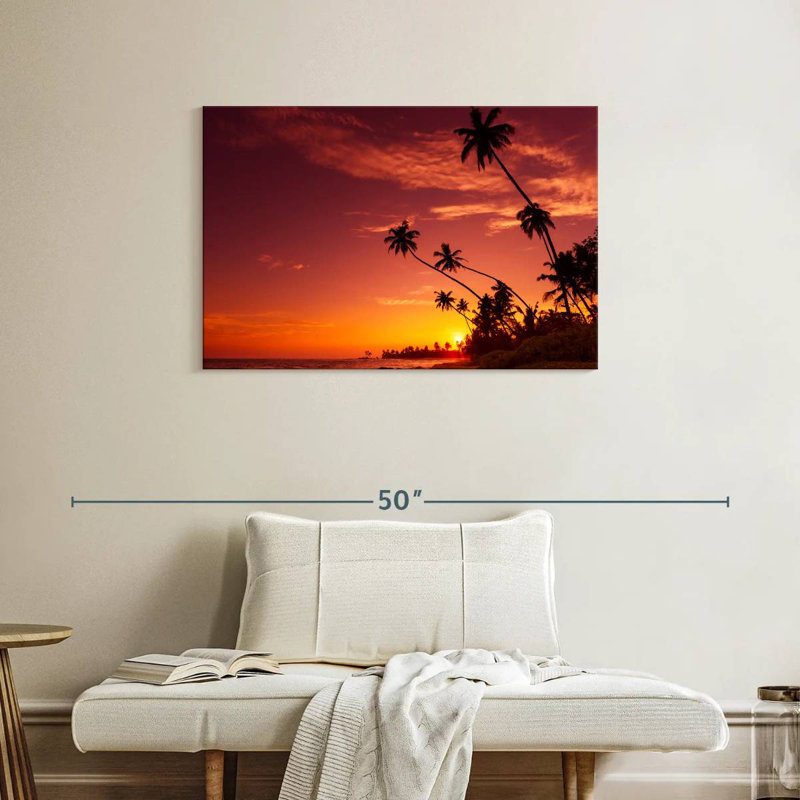 Gillard, palmier jamaïcain, Gillard, coucher de soleil, H 24 po x l 36 po